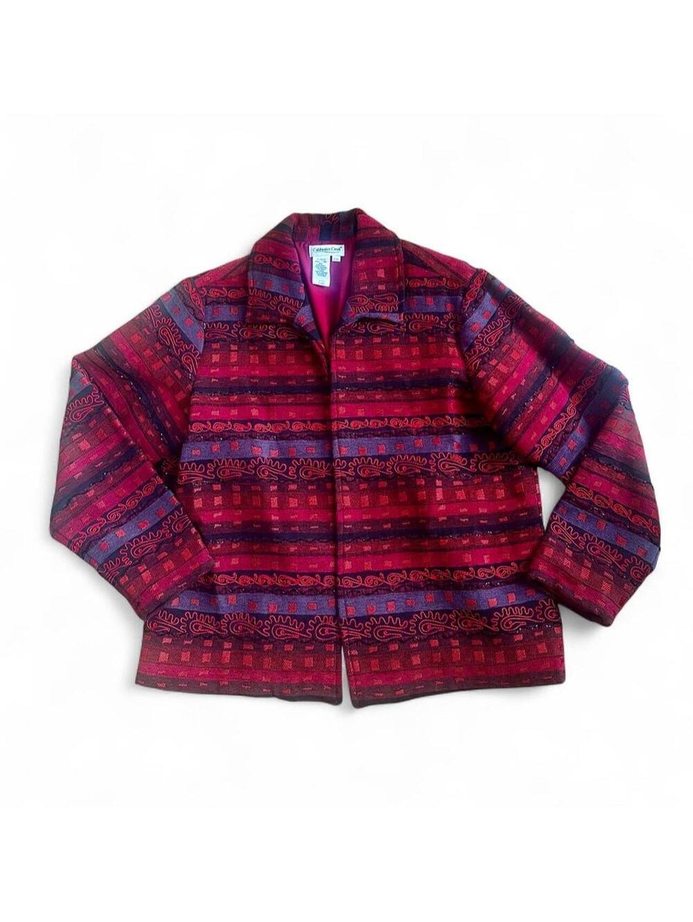 Vintage Coldwater Creek Beaded Embroidered Tapestry Jacket PXL Boho Paisley
